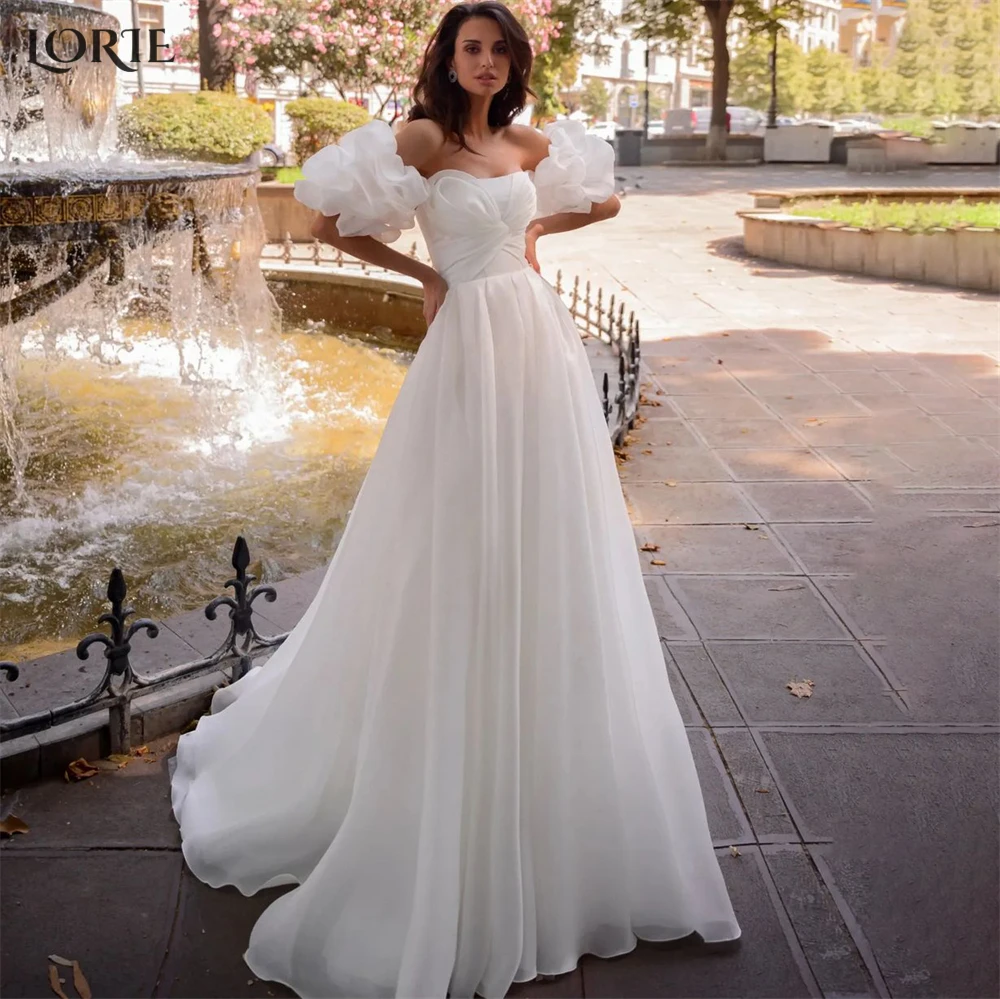 LORIE Solid White Wedding Dresses Elegant A-Line Off Shoulder Ruched Puff Sleeves Bridal Gowns Backless Bohemia Bride Dress 2023
LORIE Solid White Wedding Dresses Elegant A-Line Off Shoulder Ruched Puff Sleeves Bridal Gowns Backless Bohemia Bride Dress 2023