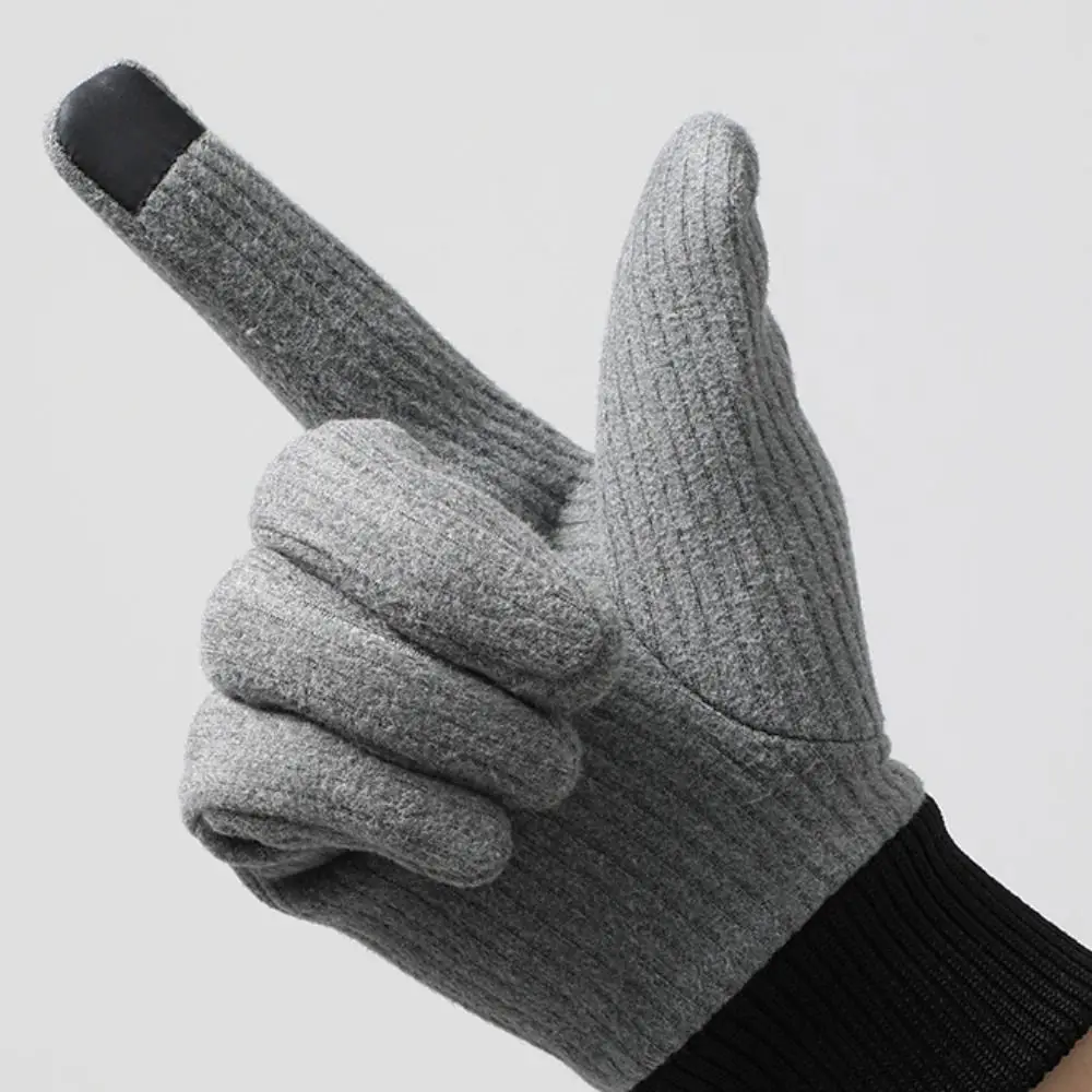 

Thicken Full Finger Mittens Warm Touch Screen Ski Knitted Gloves Ski Mittens Cycling Gloves Five Finger Driving Gloves Cycling