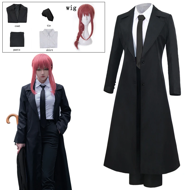 Anime Chainsaw Man Makima Cosplay Costume Uniform Black Trench Shirt Tie Pants Makima Wig Halloween Carnival Costumes For Women
Anime Chainsaw Man Makima Cosplay Costume Uniform Black Trench Shirt Tie Pants Makima Wig Halloween Carnival Costumes For Women