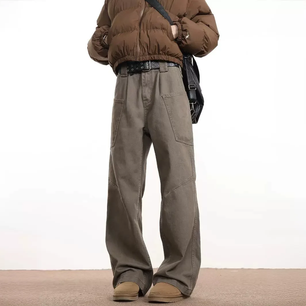

HOUZHOU Cargo Pants for Men Oversize Wide Leg Trousers Male Streetwear Hip Hop Casual Korean Japanese Pocket Safari Style