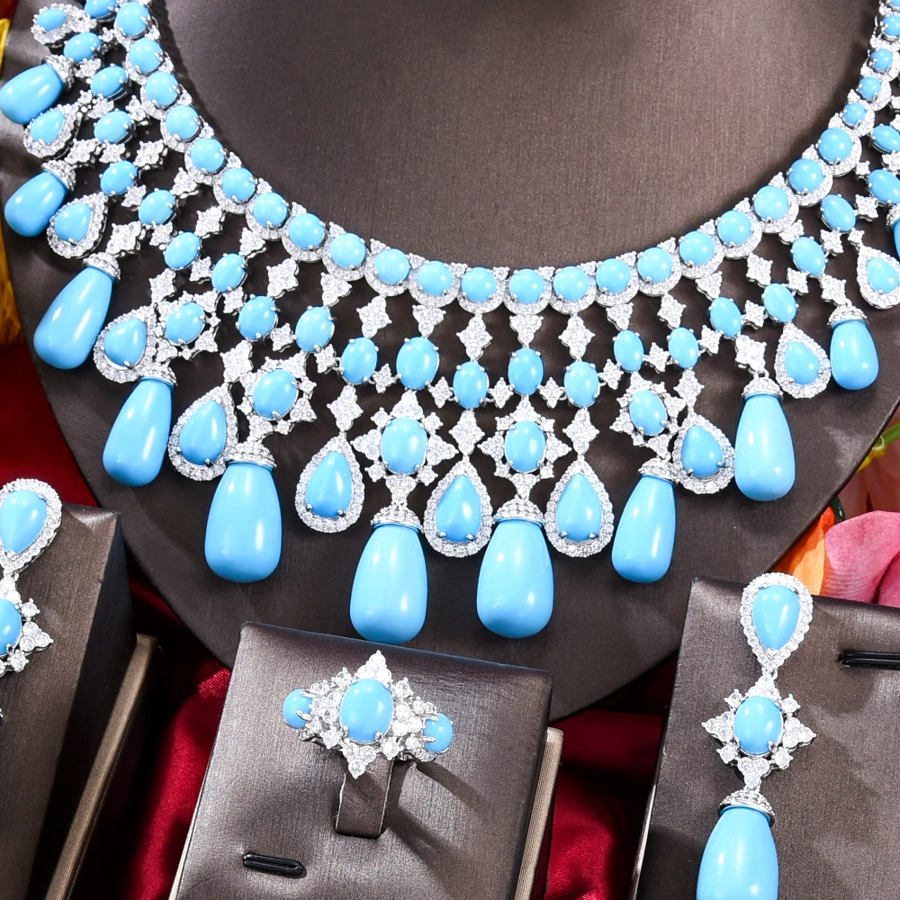 Missvikki Gorgeous Luxury Turquesa Necklace Earrings Bangle Ring Jewelry Set Super Bridal Wedding Accessories High Quality S299acb300c4b4398ae4f34c9c53cccb80