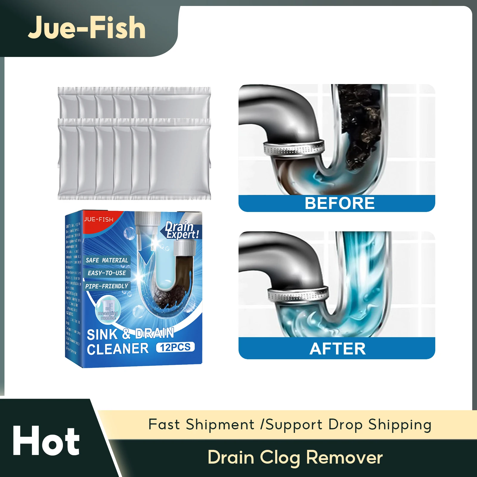 

Drain Clog Remover Kitchen Water Piping Sewer Dredging Agent Deodorant Prevent Blockages Toilet Sink Drain Pipe Cleaning Tools