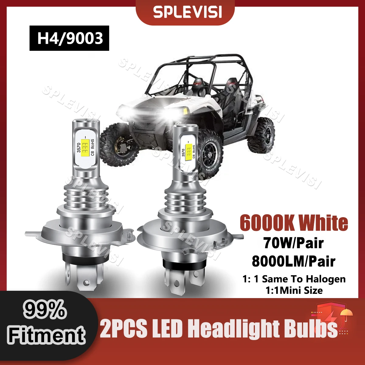 

All-In-One LED 9003/H4 Headlight Bulbs For Polaris Star 1985 1986 1987 1988 1989 1990 1991 1992 1993 1994 1995 ATV Front Light