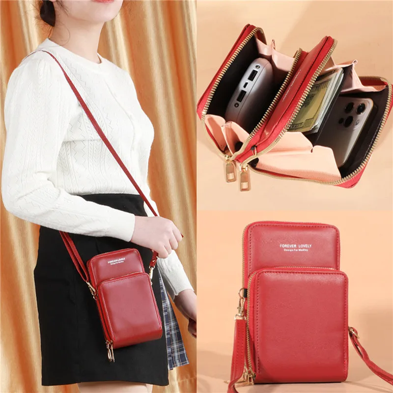

Crossbody Cellphone Purse Shoulder Bags Women Multi-functional Touch Screen Bag RFID Blocking Card Wallet Female Messenger Bag
