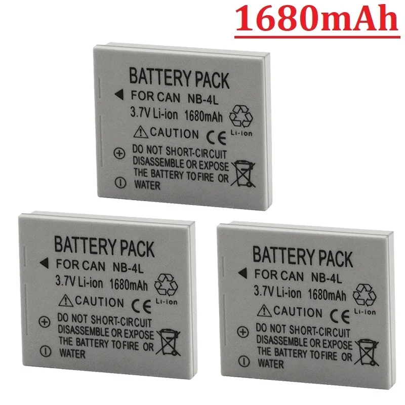 

1680mAh NB-4L NB4L Battery for Canon IXUS 30 40 80 75 100 I20 110 115 120 130 IS 117 220 225 HS SD400 SD780 SD960 NB 4L battery