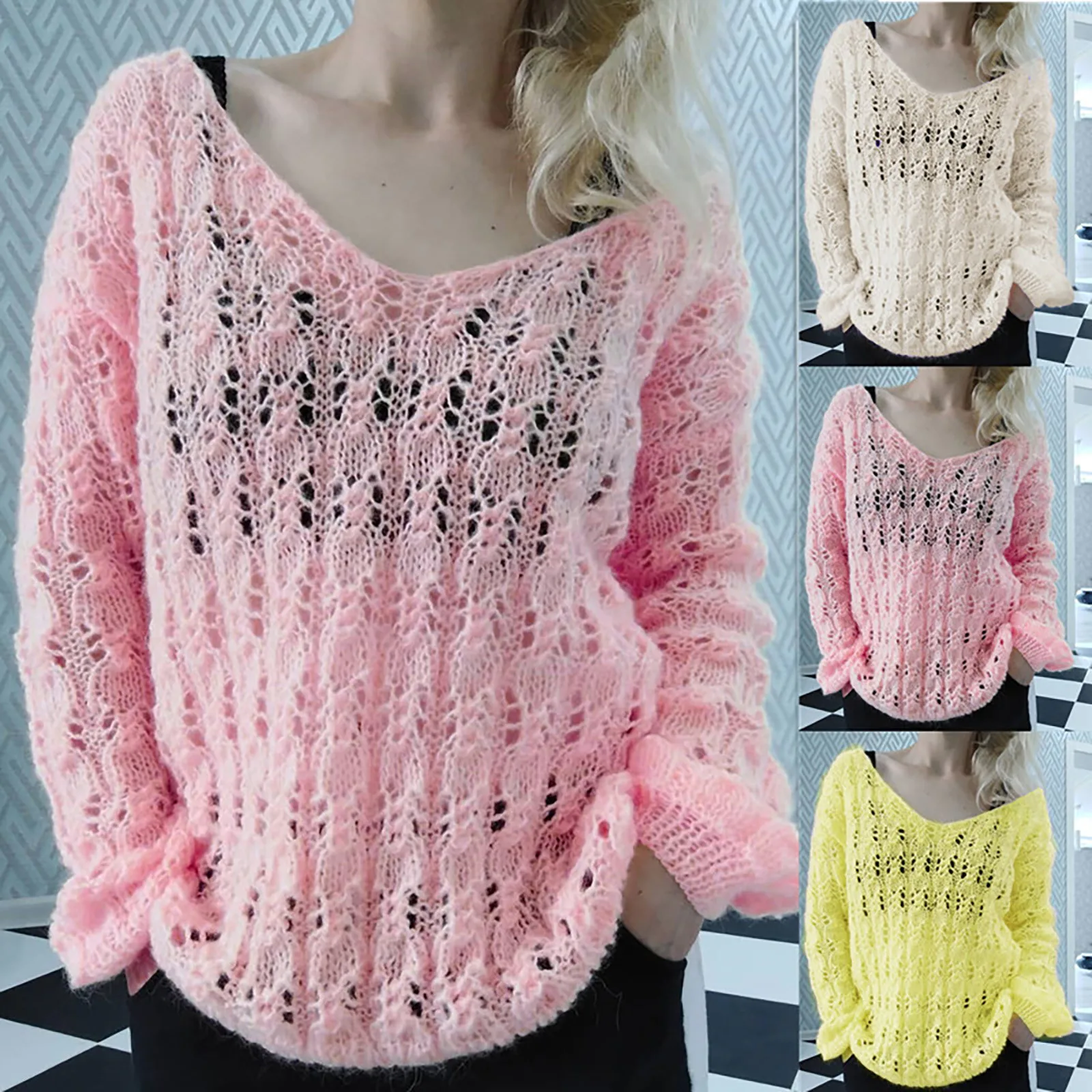 Womens Fashion V-neck Blouse Pullover Long Sleeve Knit Tops Hollow Sweater fashion woman blouse 2023 New sweatshirt Pullover
Womens Fashion V-neck Blouse Pullover Long Sleeve Knit Tops Hollow Sweater fashion woman blouse 2023 New sweatshirt Pullover