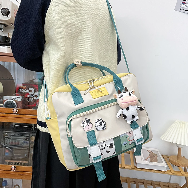 Fashion Women Cute Cow Backpack Female High Student College Schoolbag