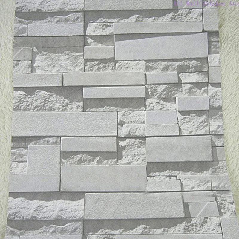 

3D Embossed Vinyl Wall Paper Rolls Home Decor Papel De Parede 3D Living Room Stone Brick Wall PVC Waterproof Wallpaper For Walls