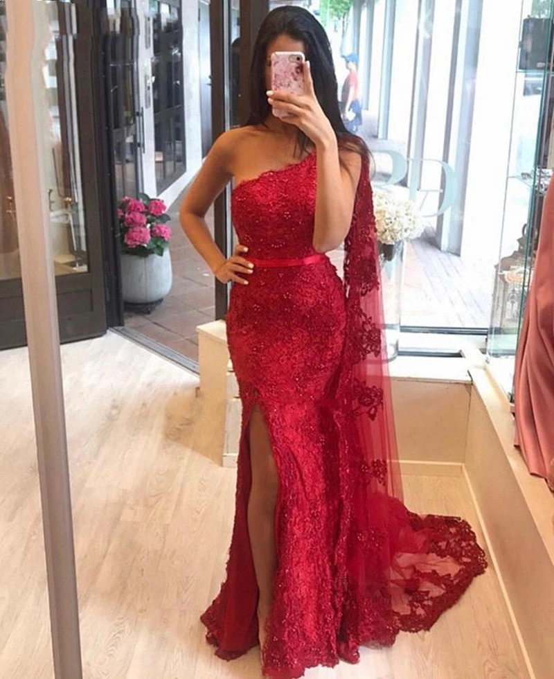 Happy Custom Luxury Red Embroidery One-Shoulder Tulle Slit Mermaid Women Vestidos De Festa Floor-Length Evening Dress
Happy Custom Luxury Red Embroidery One-Shoulder Tulle Slit Mermaid Women Vestidos De Festa Floor-Length Evening Dress