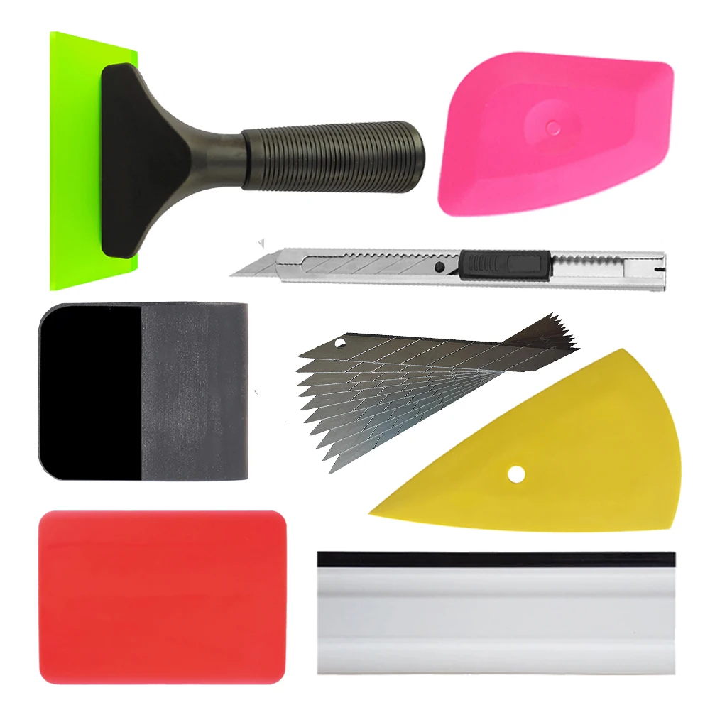 

Black Rubber Car Squeegee Auto Window Scraper Wrapping Vinyl Film Wrap Application Installation Tool Kit Cutter Tint T22