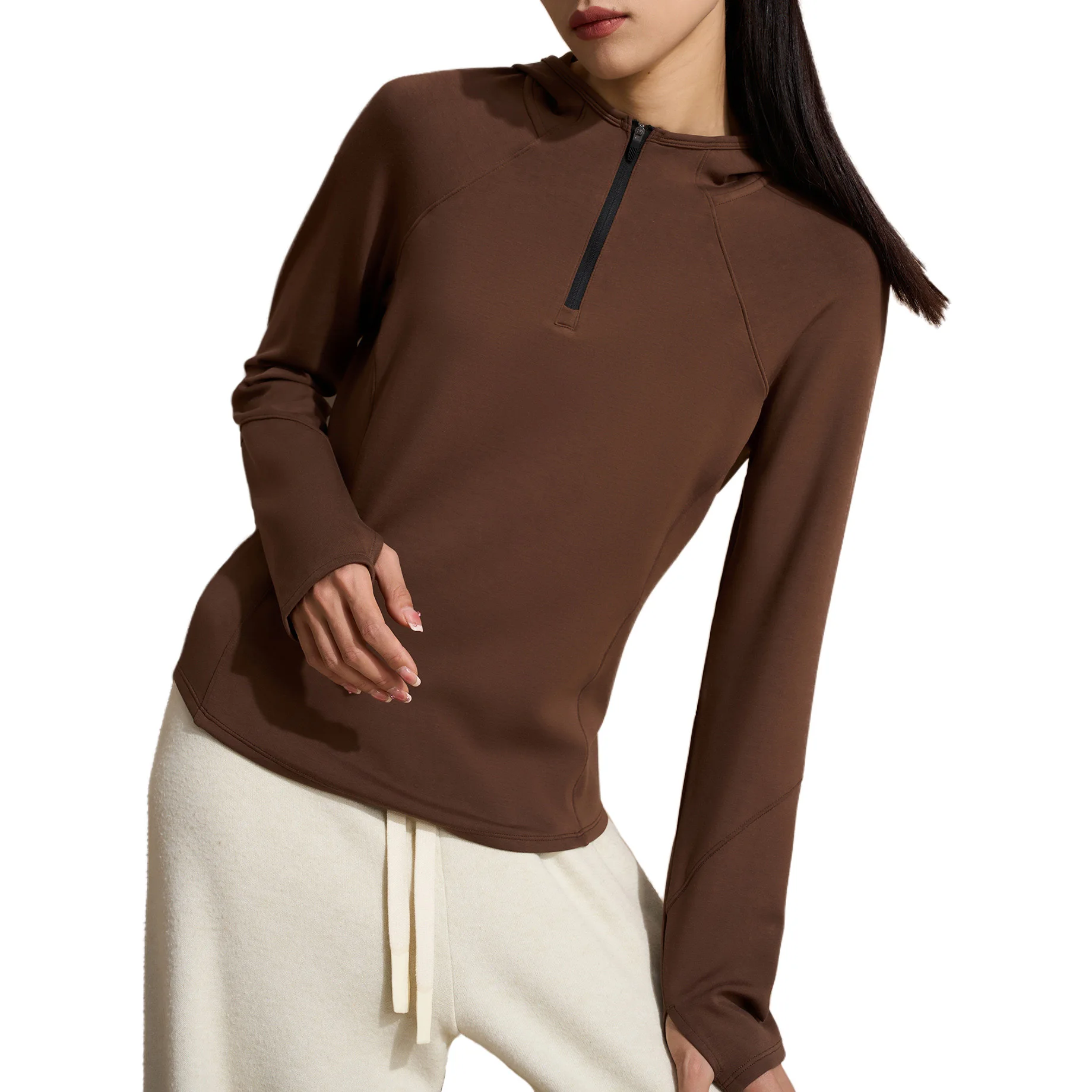 Thermal Sporty Hooded Tees Tops Women Raglan Sleeve T Shirt with Thumb Hole Winter Warm
Thermal Sporty Hooded Tees Tops Women Raglan Sleeve T Shirt with Thumb Hole Winter Warm
