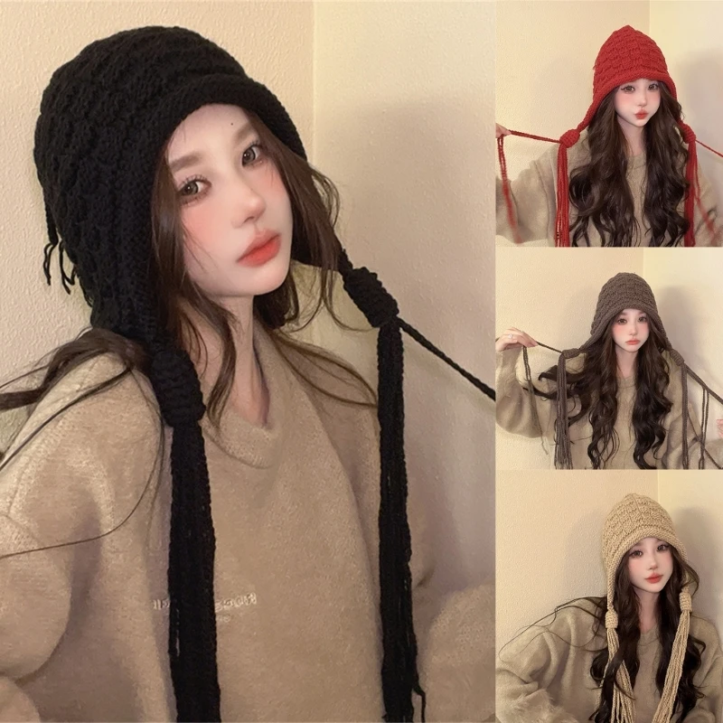 Handmade Crochet Beanie Hat Fashion Fringed Braids Hat Girls Ear Muff Bobble Hat T8NB
Handmade Crochet Beanie Hat Fashion Fringed Braids Hat Girls Ear Muff Bobble Hat T8NB