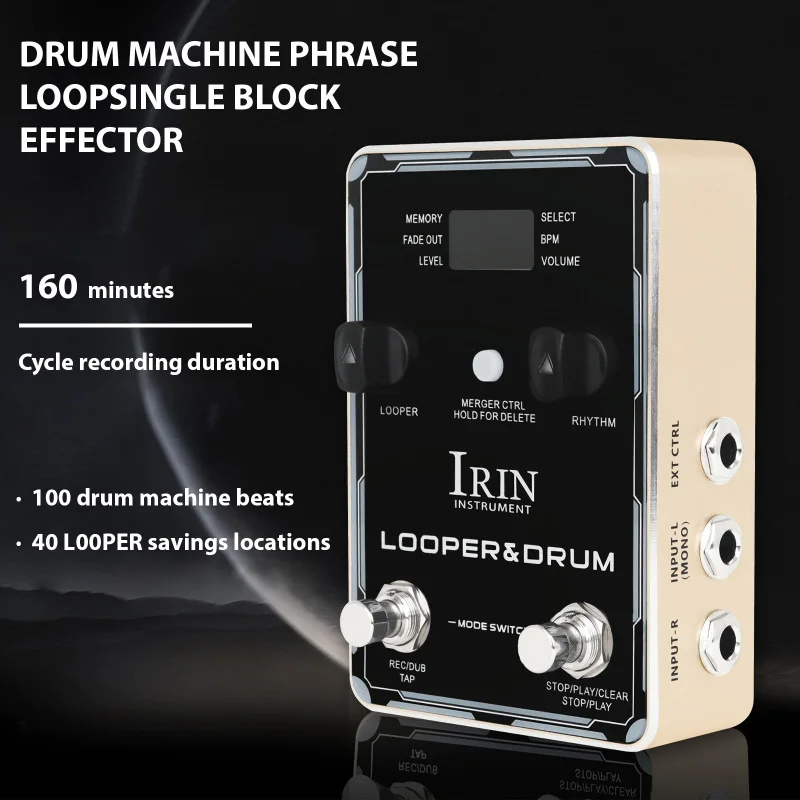 

Барабанная машина IRIN, циклическая педаль 44,1 кГц/24 бит, 160 минут записи, время записи 100, барабанная машина, ритм, двойные педали