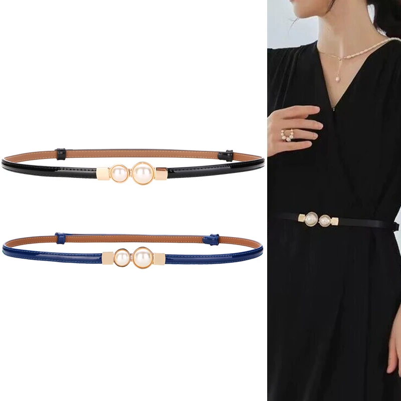 

Adjustable Genuine Leather Ladies Dress Belts Skinny Thin Women Waist Belts Strap Gold Color Buckle Female Belts Pasek Damski