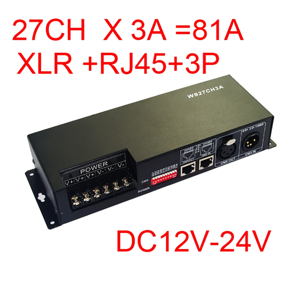 27-канальный декодер DMX512 27-канальный контроллер DMX с железным корпусом 3A
27-канальный декодер DMX512 27-канальный контроллер DMX с железным корпусом 3A