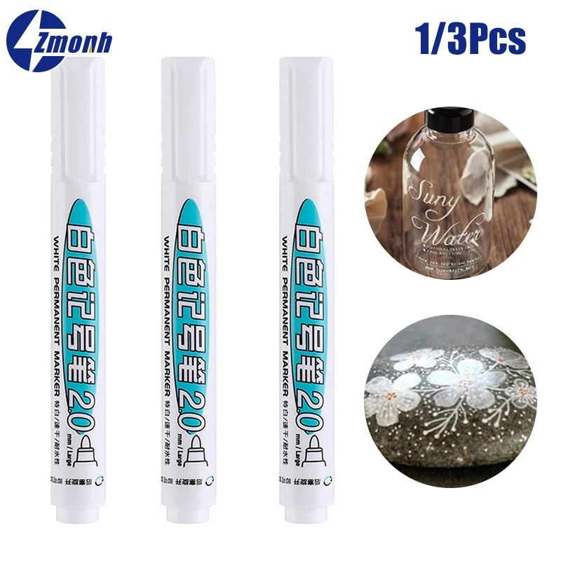 

1/3pcs 2mm Oily White Marker Pen Graffiti Pen Waterproof Permanent Pen Painting Notebook Tyre Tread Environmental Pen