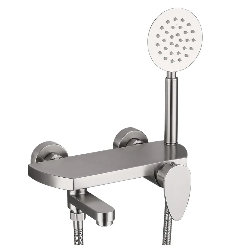 SUS 304 wall mounted 2 way bathroom bathtub faucet with single handheld shower set
SUS 304 wall mounted 2 way bathroom bathtub faucet with single handheld shower set