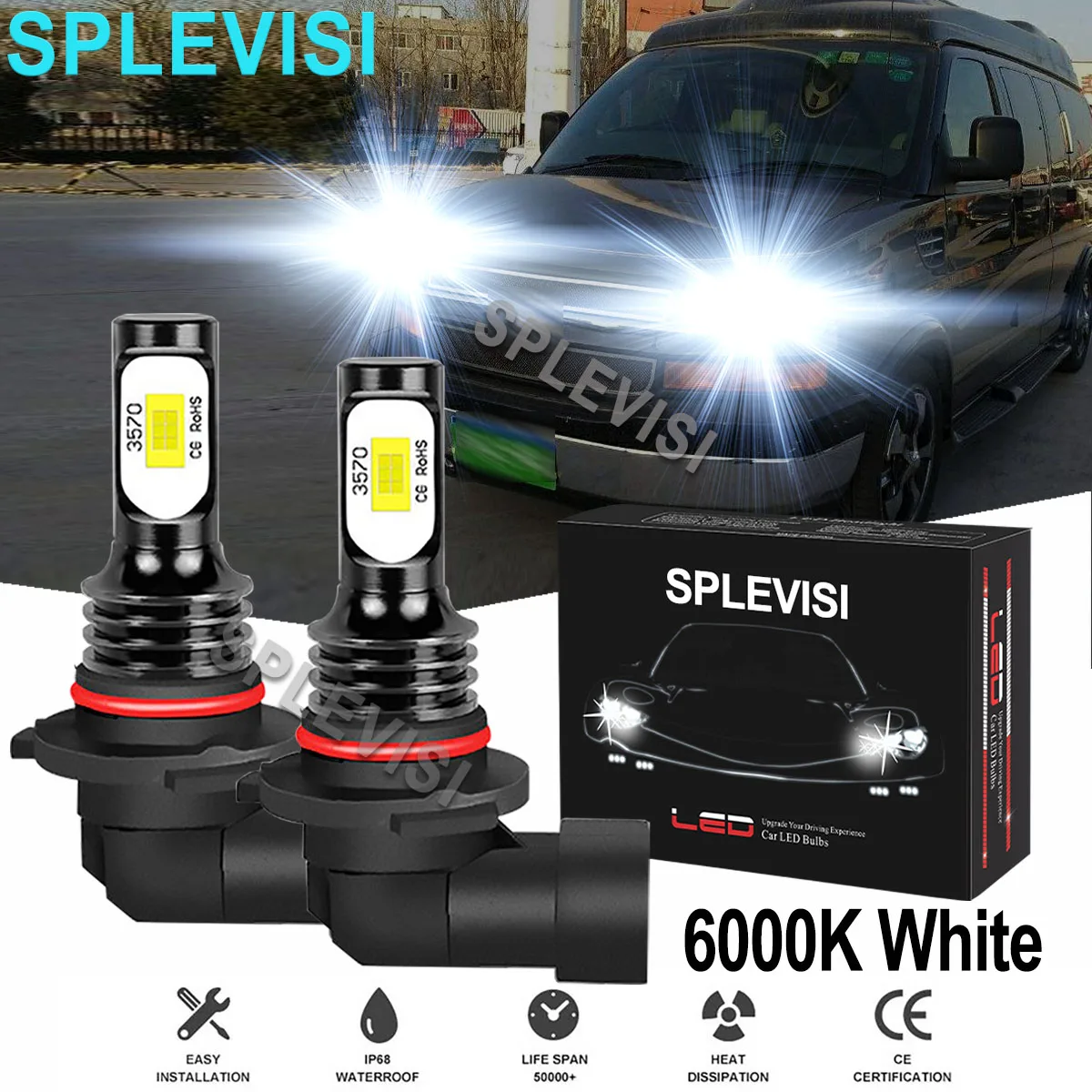 2x70W White Car LED Headlight High Beam Bulbs 6000K Fit For Chevrolet Express 2500 3500 1996-2019 Chevrolet Tahoe 1995-2006
2x70W White Car LED Headlight High Beam Bulbs 6000K Fit For Chevrolet Express 2500 3500 1996-2019 Chevrolet Tahoe 1995-2006