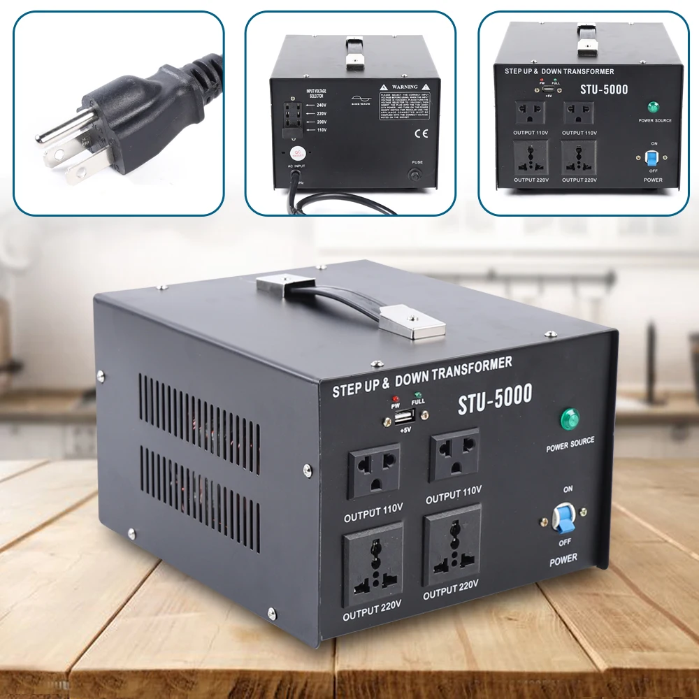 5000 Watt Power Step Up Down Voltage Transformer Electric Converter USB 110 to 220V Voltage Converter Machines
5000 Watt Power Step Up Down Voltage Transformer Electric Converter USB 110 to 220V Voltage Converter Machines