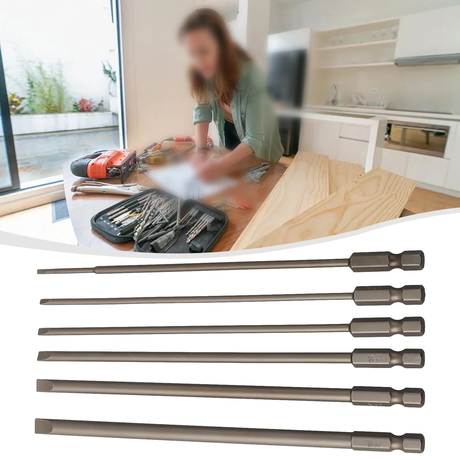 6pcs SL2-SL6 Slotted Screwdriver Bits Set Alloy Steel Bits For Hand Drill Professional Hand Work Tools 150mm
6pcs SL2-SL6 Slotted Screwdriver Bits Set Alloy Steel Bits For Hand Drill Professional Hand Work Tools 150mm