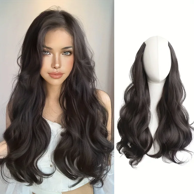 Clip in U Part Hair Extensions for Women, Dark Brown, Long Wavy, Full Head Synthetic Hairpiece, 20"
Clip in U Part Hair Extensions for Women, Dark Brown, Long Wavy, Full Head Synthetic Hairpiece, 20"
