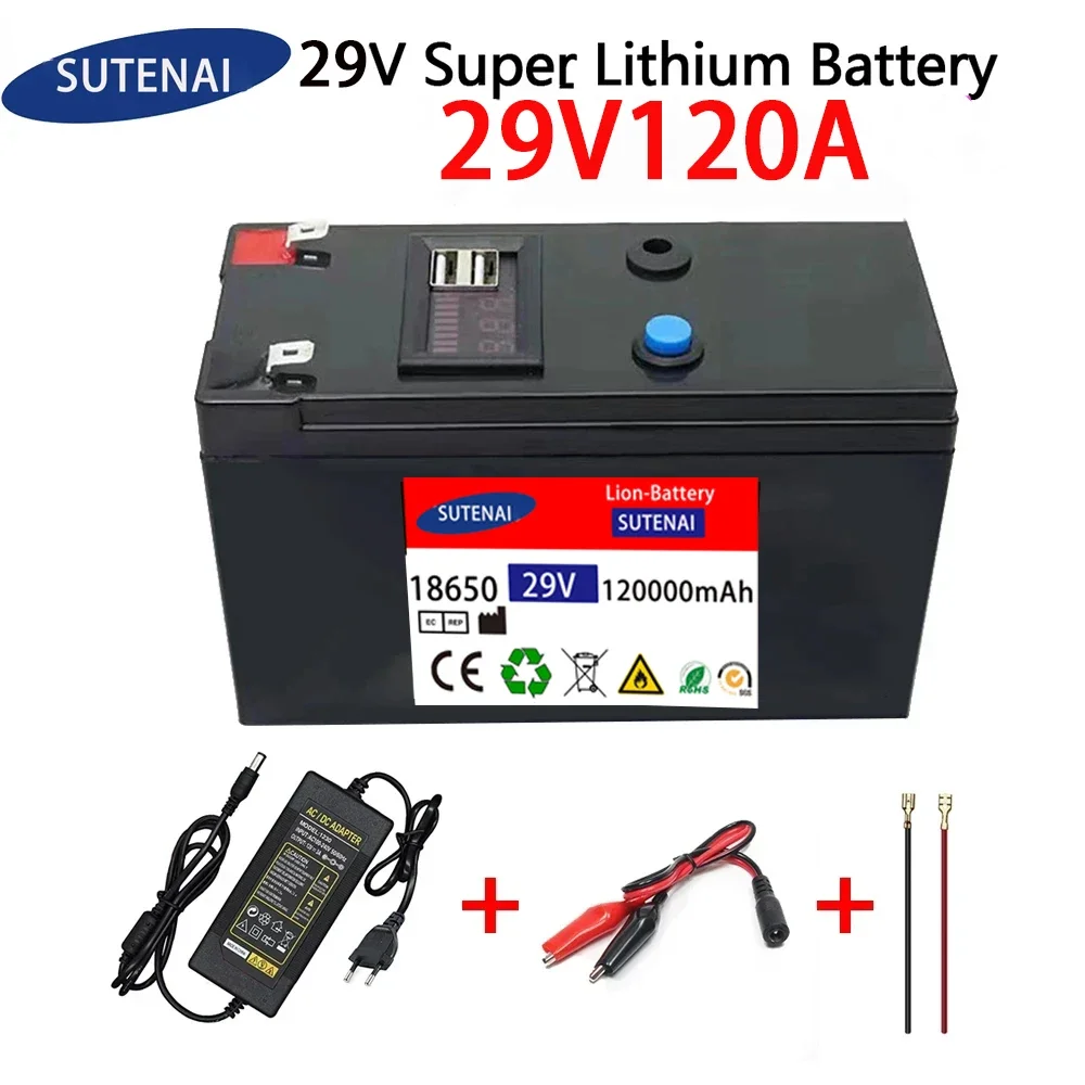 29V Battery 120Ah 18650 lithium battery pack Rechargeable battery for solar energy electric vehicle battery+29.4v2A charger
29V Battery 120Ah 18650 lithium battery pack Rechargeable battery for solar energy electric vehicle battery+29.4v2A charger