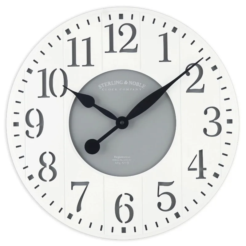 

Mainstays Indoor Round 23.5" White and Gray Arabic Wainscot Farmhouse Analog Wall Clock cuckoo clock modern design