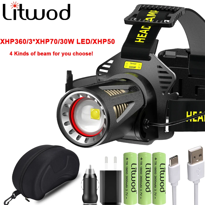 LED Headlamp High Quality Sensor High-end XHP360 Headlight Aluminum Alloy Head Rechargeable Torch Fishing Flashlight Zoom Lights
LED Headlamp High Quality Sensor High-end XHP360 Headlight Aluminum Alloy Head Rechargeable Torch Fishing Flashlight Zoom Lights