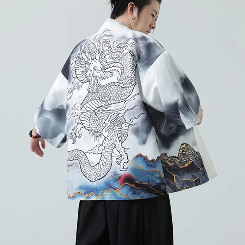 

Dragon Japanese Kimono for Men Chinese Clothes Hanfu Japan Style Kimono Korean Clothing Haori Man Men's Kimonos Traditional 2024