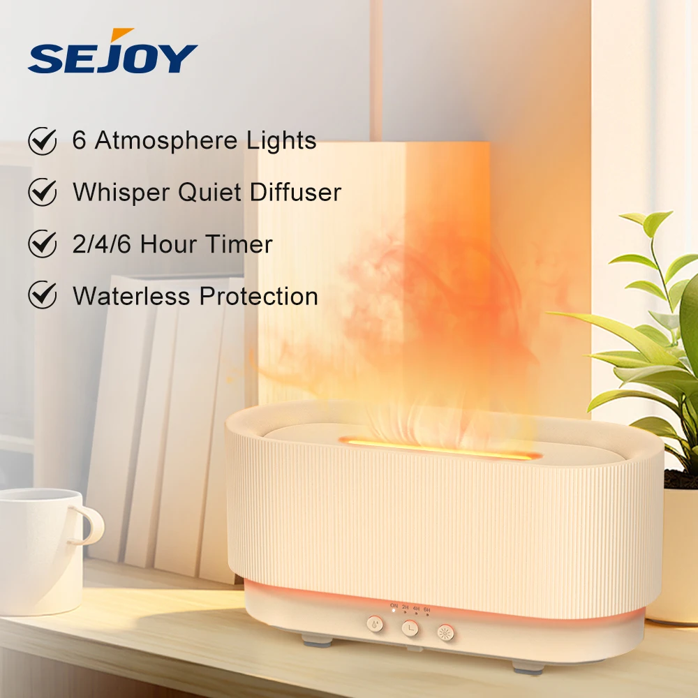 

Sejoy Aroma Diffuser Air Humidifier For Home Office Yoga Ultrasonic Cool Mist Maker Fogger Led Essential Oil Flame Lamp Difusor