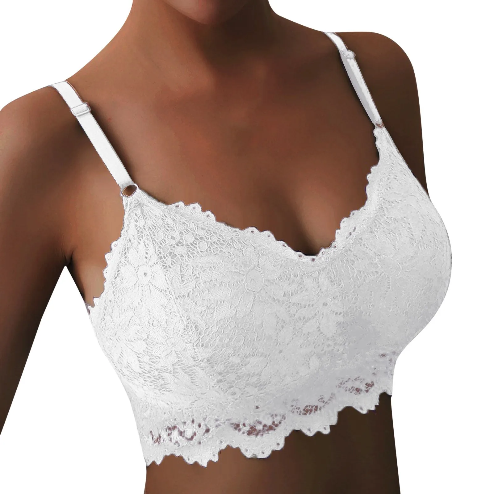 

Adjusted-straps Sexy Lace No Steel Ring Women Bras Solid Color Small Breasts Gathered Push Up One-piece Seamless Underwears