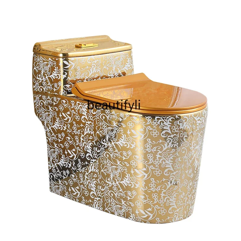 

Бытовой керамический Золотой сифон для туалета в европейском стиле, водостойкий, цветной дезодорант, бесшумный персонализированный Туалет