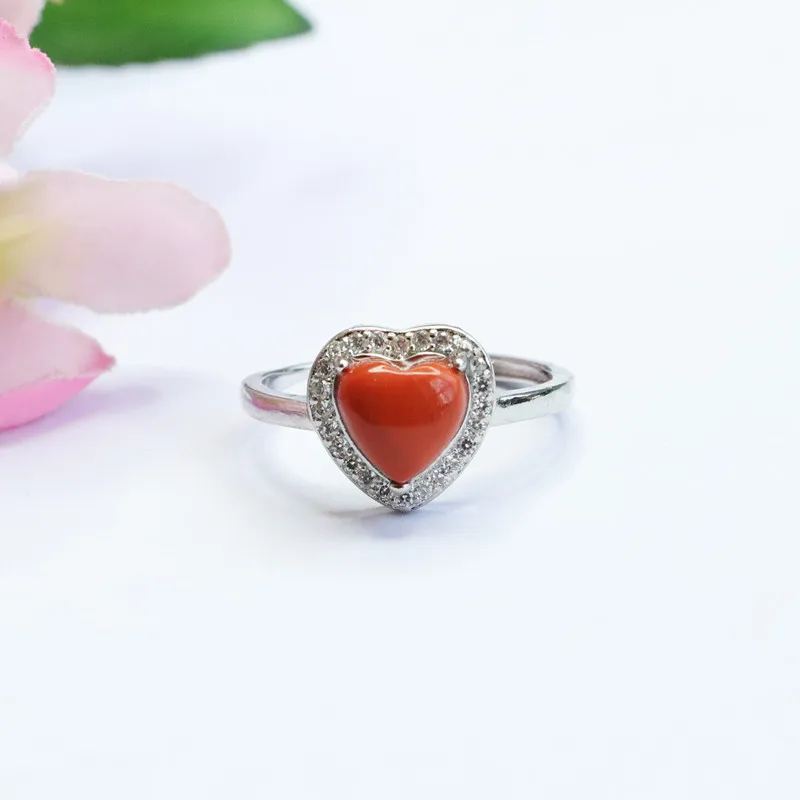 

Natural Red Southern Red Agate Handmade Carved Jade Ring Fashion Boutique Jewelry Women's Ring Gift Adjustable Opening