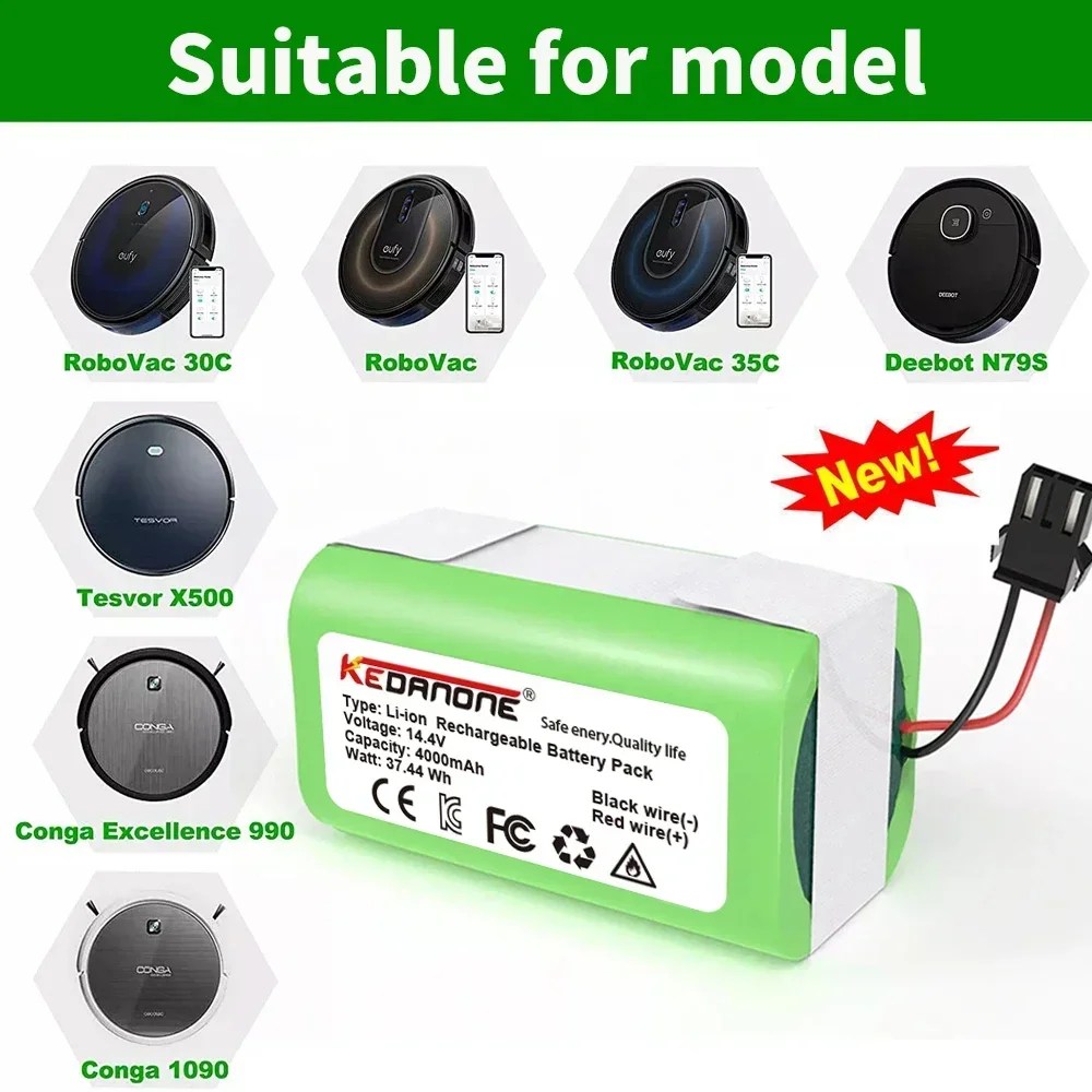 14.4V 2.6Ah Li-ion Battery for Cecotec Conga Excellence 950 990 1090 Ecovacs Deebot DN621 601/605 Eufy RoboVac 35C Panda I7 V71
14.4V 2.6Ah Li-ion Battery for Cecotec Conga Excellence 950 990 1090 Ecovacs Deebot DN621 601/605 Eufy RoboVac 35C Panda I7 V71
