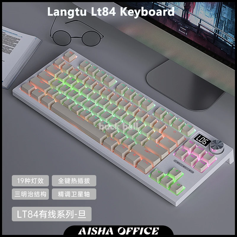 

Langtu Lt84 Mechanical Keyboard Wireless Bluetooth 2.4G 84keys Tri-Mode Wired Rgb Backlit Gasket Computer Office Gaming Windows