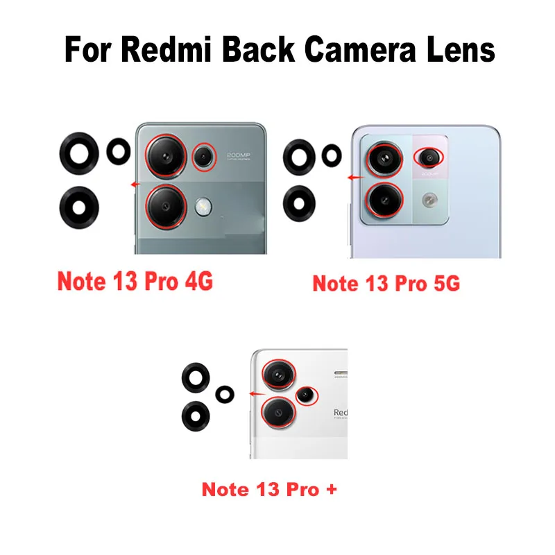 

Заднее стекло для объектива камеры заднее стекло для Xiaomi Redmi Note 13 Pro + Plus 4G 5G с клейкой наклейкой запасная деталь