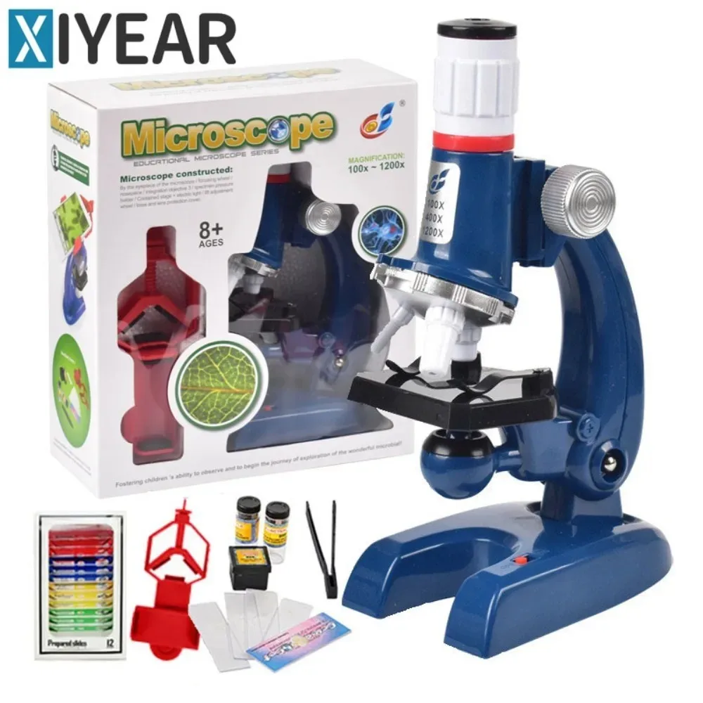 

Микроскоп в комплекте, семейный лабораторный микроскоп, научные образовательные игрушки, подарок для детей, Биологический микроскоп, X 400X 1200X