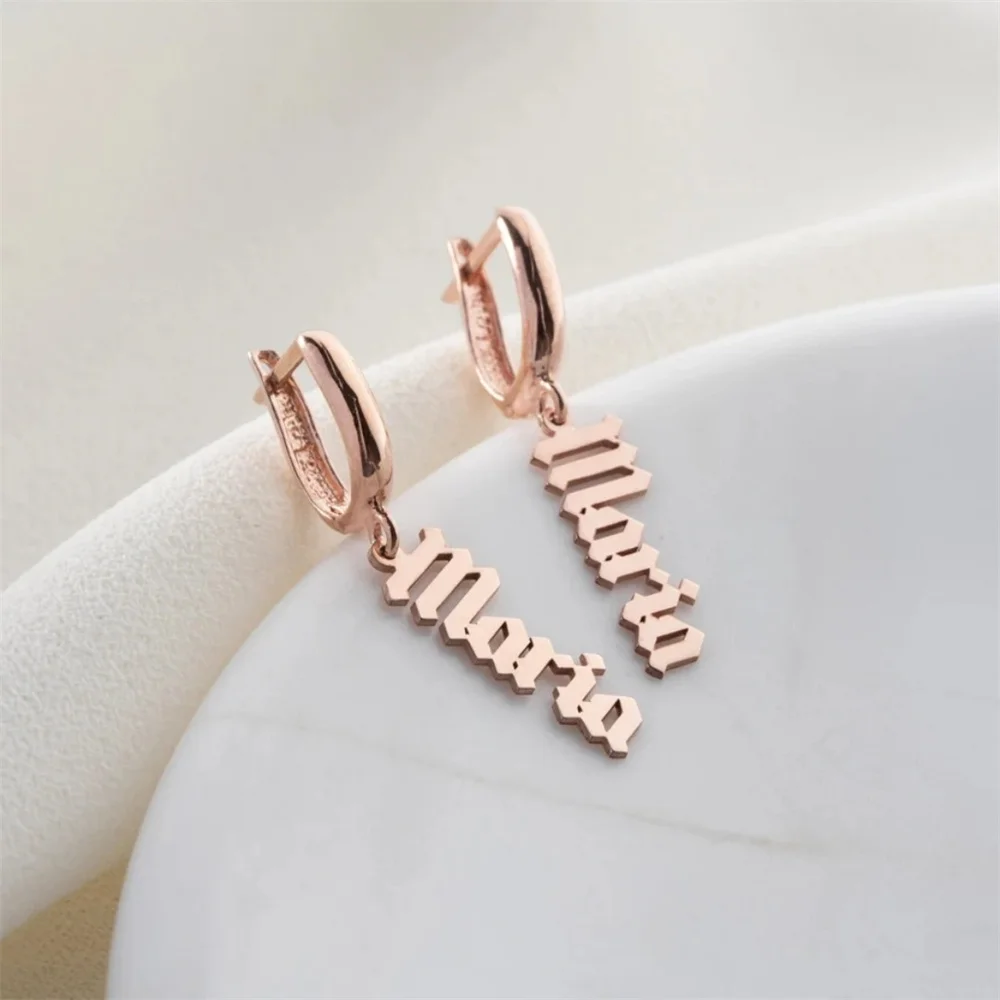 

A Pair Personalized Earrings for Women Girls Custom Name Letter Tassel Vertical Dangle Earring Stainless Steel Jewelry Gifts