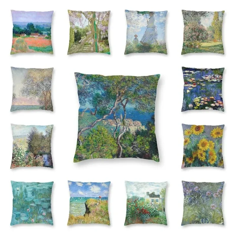 

Landscape Pillow Cover Sunflower Pillowcase European Retro Vintage Oil Paintings Cushion Cover Car Headrest Cushion Cover DF1182