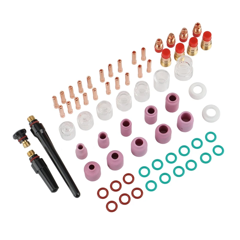 

68PCS TIG Welding Torch Stubby Gas Lens Glass Cup Kit For WP-9 WP17 WP18 WP26 Welding Torch Kit Welding Torch Tig