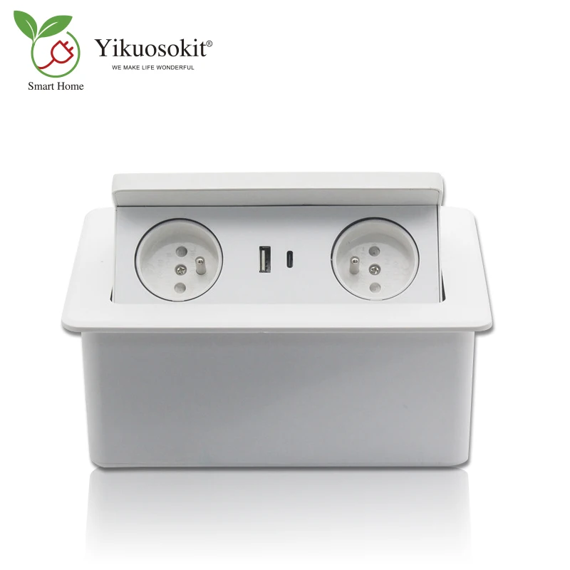 Office Desktop 2 French Plugs USB(A+C) Aluminum Alloy Housing Damped Pop-Up Electronic Power Outlet With Wireless Phone Charger 
Office Desktop 2 French Plugs USB(A+C) Aluminum Alloy Housing Damped Pop-Up Electronic Power Outlet With Wireless Phone Charger