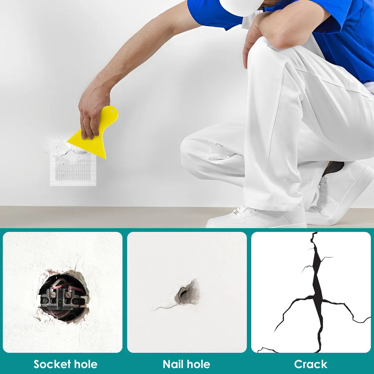 13Pcs Drywall Repair Kit 4/6/8inch Fiberglass Mesh Crack Patch Self Adhesive Wall Repair Patch with Scraper Sandpaper Aluminum
13Pcs Drywall Repair Kit 4/6/8inch Fiberglass Mesh Crack Patch Self Adhesive Wall Repair Patch with Scraper Sandpaper Aluminum