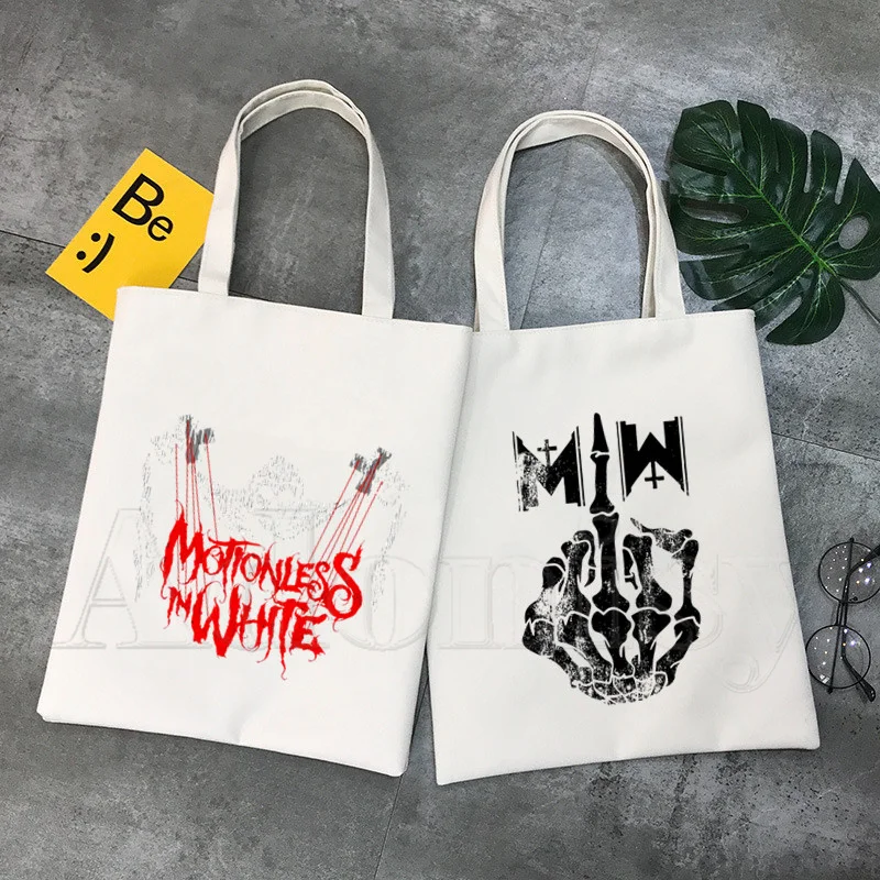 Motionless In White Funny Shopping Bag Graphic Tote Harajuku Women Canvas Shoulder Bag Female Ulzzang Eco Large-Capacity
Motionless In White Funny Shopping Bag Graphic Tote Harajuku Women Canvas Shoulder Bag Female Ulzzang Eco Large-Capacity