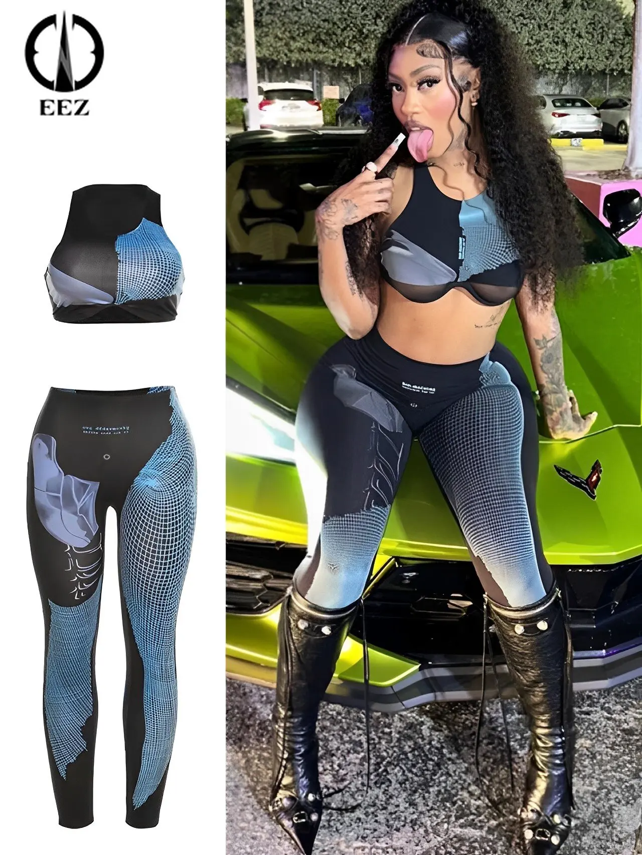 Technology Print Patchwork Tracksuits Two-piece Sports Set Women Sleeveless Crop Top Corset + High Waist Leggings Y2k Streetwear
Technology Print Patchwork Tracksuits Two-piece Sports Set Women Sleeveless Crop Top Corset + High Waist Leggings Y2k Streetwear