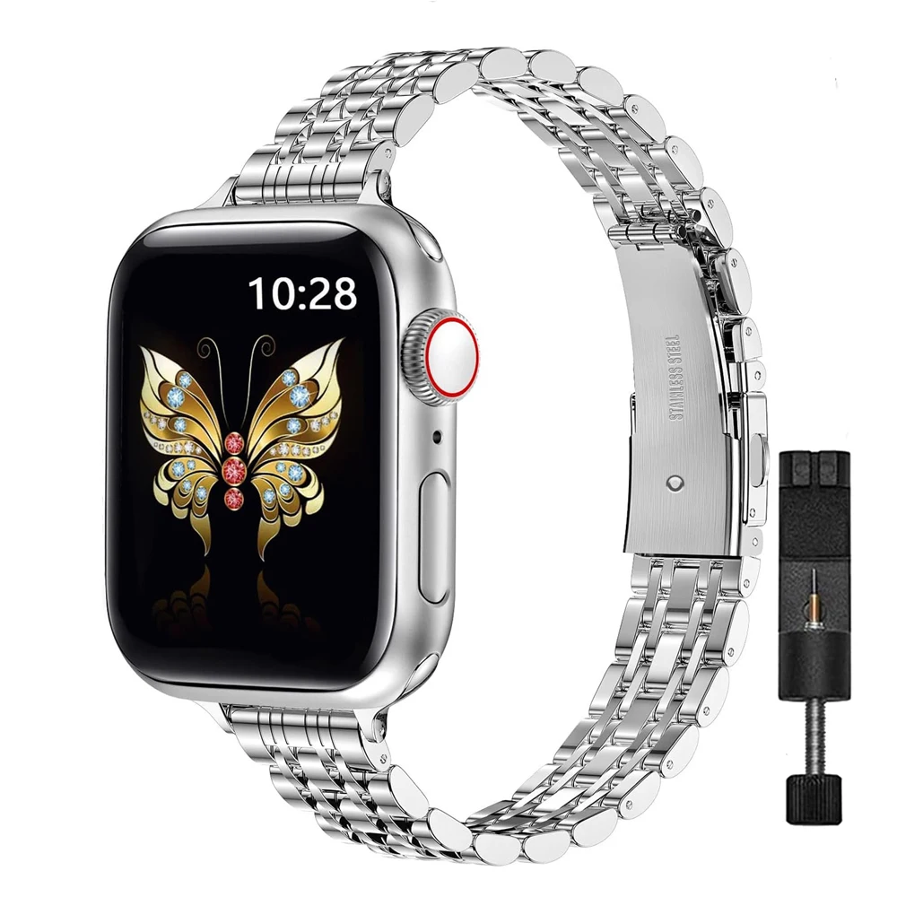 Тонкий металлический ремешок для Apple Watch Band 45 мм 41 мм 44 мм 40 мм 42 мм 38 мм, тонкий женский браслет из нержавеющей стали для iWatch SE Series 8/7/6/5/4
Тонкий металлический ремешок для Apple Watch Band 45 мм 41 мм 44 мм 40 мм 42 мм 38 мм, тонкий женский браслет из нержавеющей стали для iWatch SE Series 8/7/6/5/4