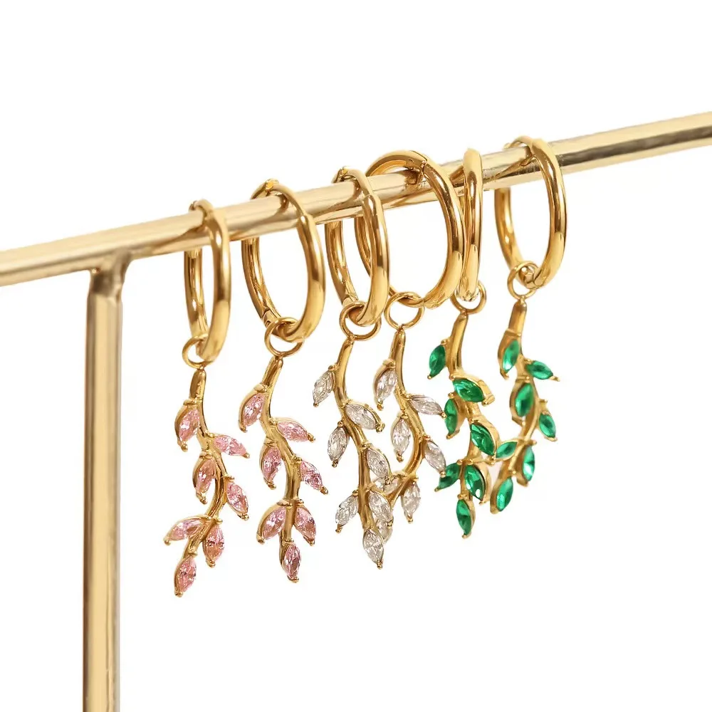 High-Quality Stainless Steel Luxury Leaf Zircon Earrings Gold Plated Trendy Delicate Piercing Waterproof Jewelry Gift
High-Quality Stainless Steel Luxury Leaf Zircon Earrings Gold Plated Trendy Delicate Piercing Waterproof Jewelry Gift