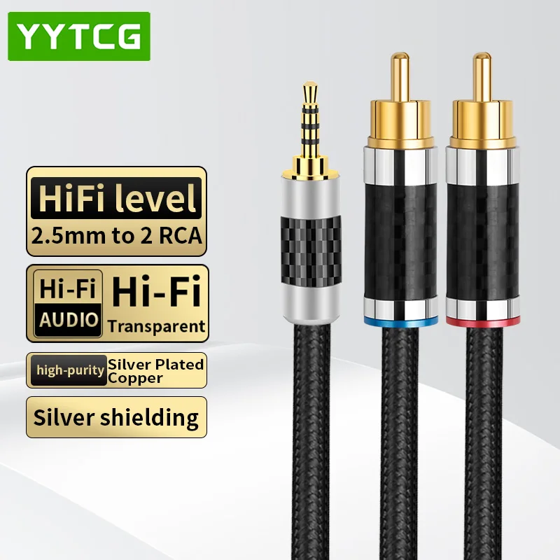 

HIFI 2.5mm Balanced to 2 RCA Audio Male Cable High Purity OFC Silver Plating 2.5mm Plug to 2 RCA Cable for MP3 DVD Amplifier
