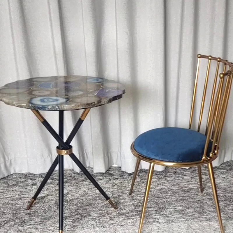 Dining Table Villa Light Luxury Natural Agate Negotiation Table and Chair Combination Stainless Steel round Table
Dining Table Villa Light Luxury Natural Agate Negotiation Table and Chair Combination Stainless Steel round Table