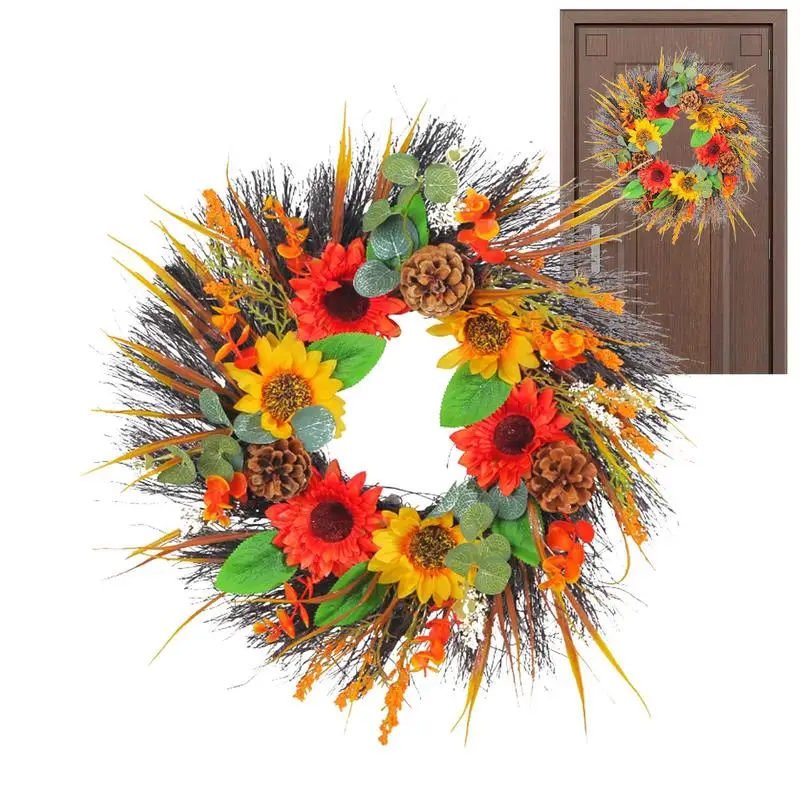 

Sunflower Wreaths For Front Door Summer Wreath Wall Decor Artificial Wreaths Decorative Rustic Flower Wreath For Front Door