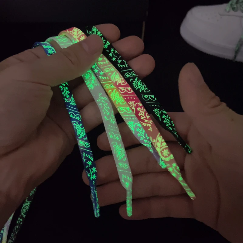 

1 Pair Luminous Shoelaces for Sneakers Flat Splash-ink Shoe Laces Fluorescent Glowing Running Boot Shoelace Cool Shoestrings New